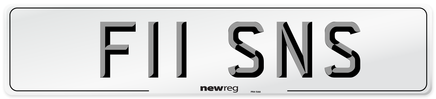 F11 SNS Number Plate from New Reg